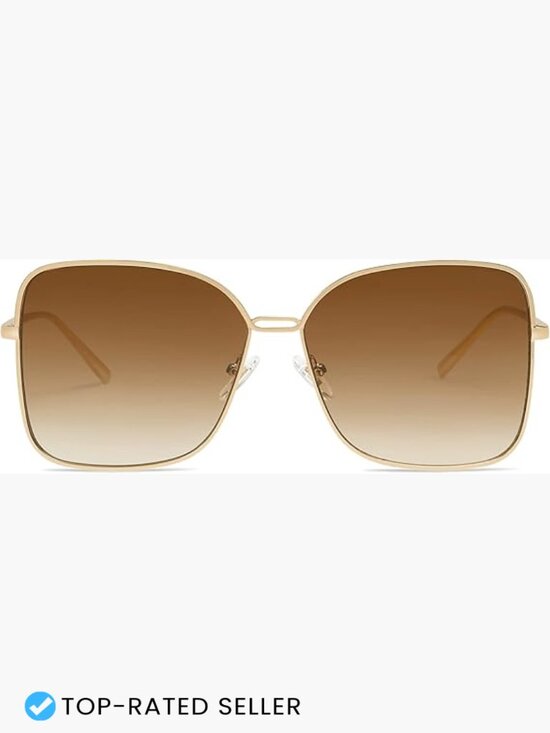 Trendy Oversized Square Sunglasses UV400 Protection Metal Frame Retro Shades main image 4